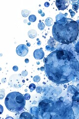 Poster - Blue circles that are scattered all over the canvas. The circles are of various sizes and are placed in different positions, creating a sense of movement and energy