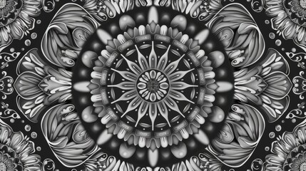 Poster - Seamless Circular Pattern in Shades of Grey