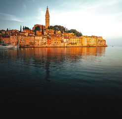 Wall Mural - Sunset over the old town of Rovinj, Croatia