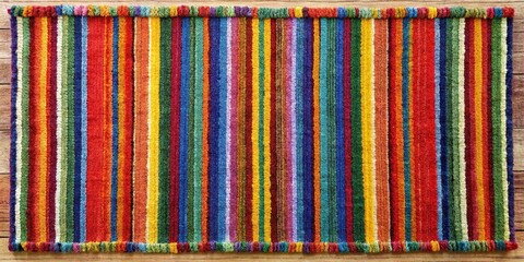 Sticker - Colorful rug with striped pattern, colorful, multi-colored, rug, striped, pattern, design, fabric, home decor, interior