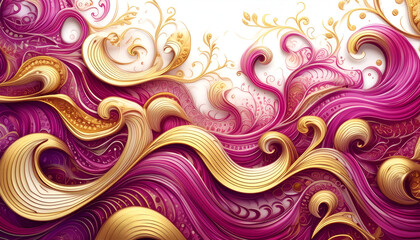 Abstract Paper Art With Golden and Pink Swirls. Festival Greeting card and banner