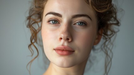 Close-Up Portrait Of A Young Woman, Looking Serene And Beautiful