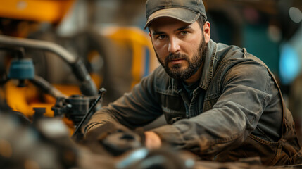 a mechanic working in the workshop 