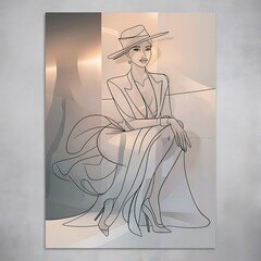 Wall Mural - Woman Line Art Poster