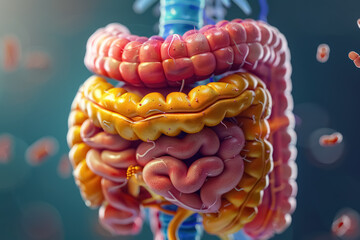 Wall Mural - detailed colorful 3d illustration of human digestive organs