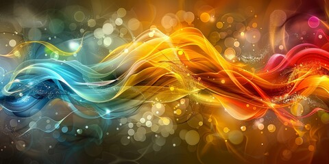 Fototapete - Abstract waves of fluid color and light, showcasing the vibrant energy and dynamic motion of modern artistic design, Generative AI