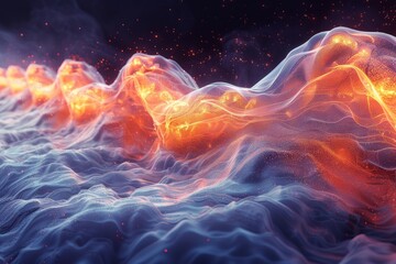 Fototapete - Dynamic abstract waves of light and color, capturing the fluid motion and glowing energy of a modern artistic expression