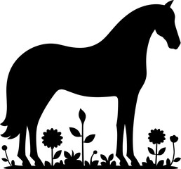 Canvas Print - Floral Horse Silhouette