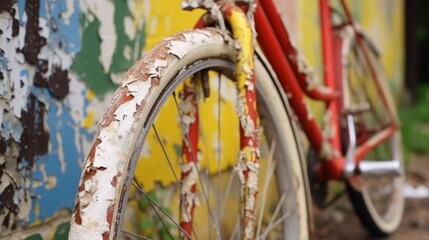 Wall Mural - Peeling paint on vintage bicycles.