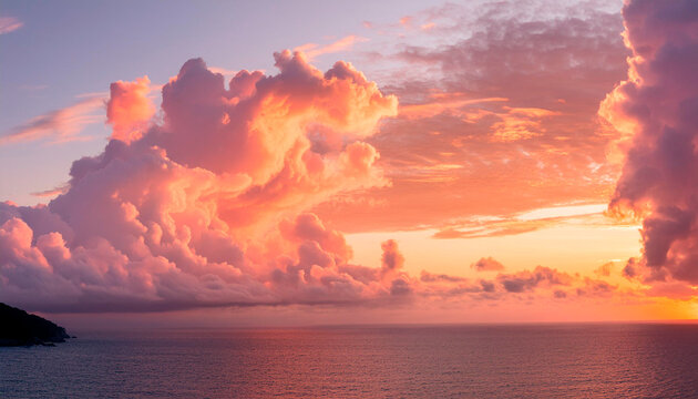 Beautiful cloudscape at sunset. Aerial view of the clouds.