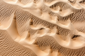 Wall Mural - Desert sand texture background, aerial top view of abstract dunes in summer. Concept of landscape, nature, topography, pattern, environment,