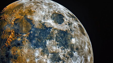 Wall Mural - detailed view of lunar surface during a close up moon eclipse