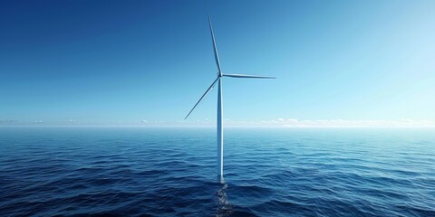 Aufkleber - Offshore wind turbine standing tall in the ocean, representing renewable energy and sustainability, highlighting clean power and environmental stewardship, Generative AI