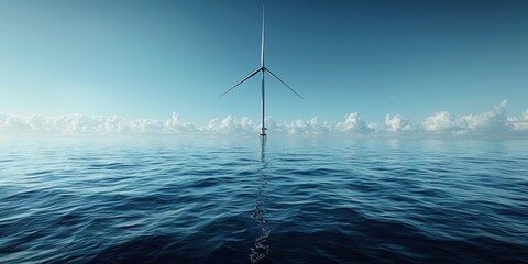 Aufkleber - Offshore wind turbine standing tall in the ocean, representing renewable energy and sustainability, highlighting clean power and environmental stewardship, Generative AI