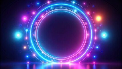 Canvas Print - Abstract circle light effect background with glowing neon lights, neon, lights, circles, abstract, background, colorful