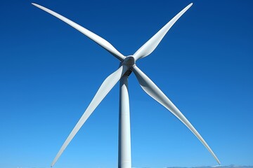 Aufkleber - Modern wind turbine against clear blue sky, representing renewable energy and sustainability, emphasizing clean power and environmental responsibility, Generative AI