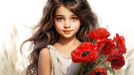 Wall Mural - portrait of a girl with flowers