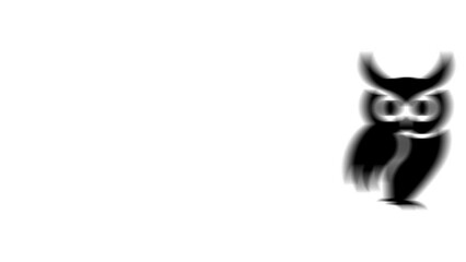 Poster - Animation set, owl symbol. Animations: transparency, zooms, transition top to down, transition left to right, slide up to down, slide left to right