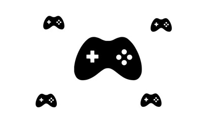 Poster - zoom in and out animation the joystick symbol. large black symbol in the center and four small symbo