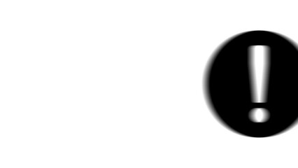 Poster - Animation set, attention symbol. Animations: transparency, zooms, transition top to down, transition left to right, slide up to down, slide left to right