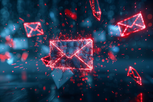 Red Warning Email Spam Virus Illustration
