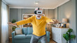 © Miljan Živković - man mature senior male at home enjoy virtual reality VR headset