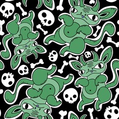 Cartoon monsters seamless pattern for wrapping paper and fabrics and linens