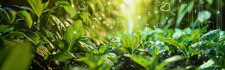 Wall Mural - Agriculture concept. Young little plant and eco illustration. AI generated illustration