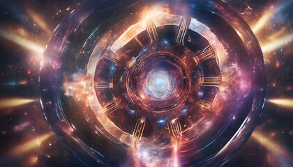 Wall Mural - Futuristic Space-Time Portal with Vibrant Cosmic Colors