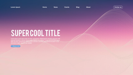 Poster - Landing page abstract design. Template for website or app. Colorful abstract minimal wave