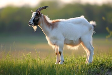 View from side body of a Kacang goat standing on grass, Awe-inspiring, Full body shot ::2 Side Angle View
