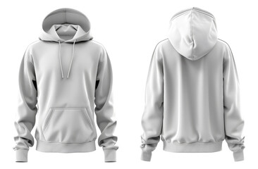 Canvas Print - Front and back view of white hoodie png isolated on transparent background