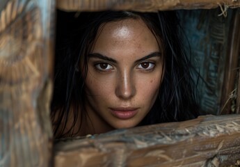 Poster - Intense gaze of a young woman