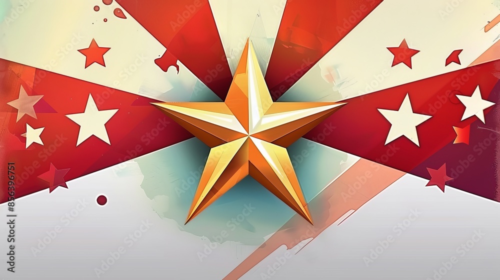 A vector graphic design featuring an animated golden star with rays ...