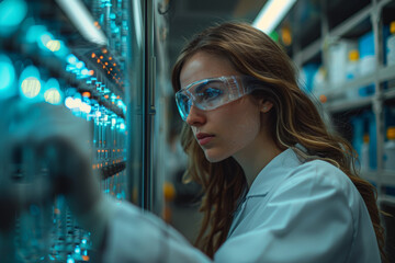 Poster - A lab technician working with advanced CRISPR technology. Concept of genetic editing and biotechnology. Generative Ai.