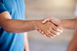 © AzeemudDeen/peopleimages.com - Handshake, introduction and business men in office with agreement for B2B deal, partnership or collaboration. Greeting, welcome and people shaking hands for onboarding, opportunity or recruitment