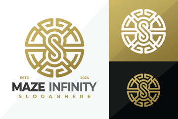 Sticker - Letter S Maze Infinity logo design vector symbol icon illustration