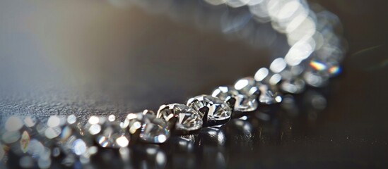 Close-up of diamond necklace