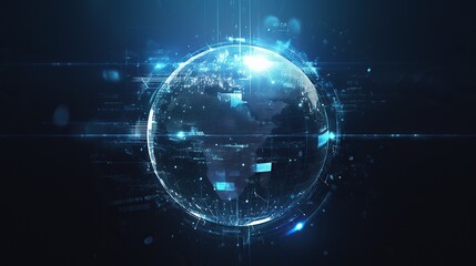 Digital Globe with Cybernetic Elements and Data Stream