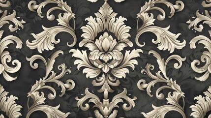 Canvas Print - Vintage floral wallpaper with a seamless baroque pattern