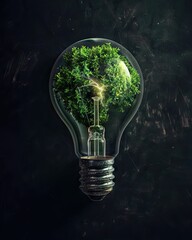 Canvas Print - 3D illustration Renewable energy concept Earth Day or environmental protection Protect the forests that grow on the ground and help save the planet. AI generated illustration