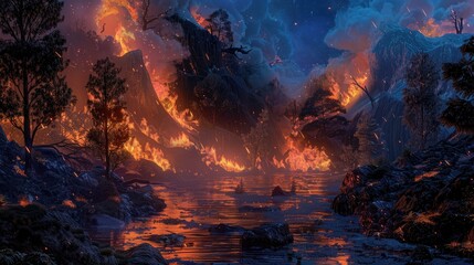 Canvas Print - Fire in the wilderness