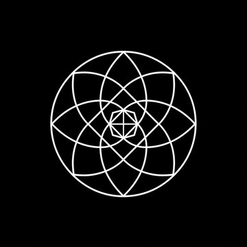 minimalistic modern logo, in the style of sacred geometry, black and white, svg