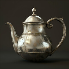 Wall Mural - Classic Pewter Teapot: Rendering Brings Timeless Elegance to Life