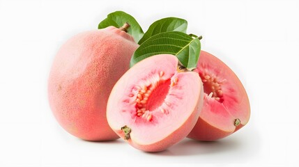 Wall Mural - Pink guava isolated on white background. 