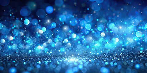 Canvas Print - Blue glowing particles creating an abstract bokeh background, blue, glow, particles, abstract, bokeh, background, design