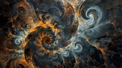 Wall Mural - Fractal Abstraction Against a Black Background