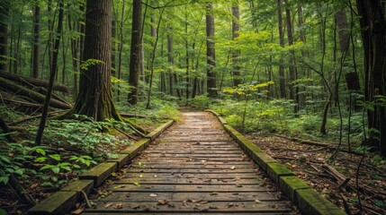  Wooden path through forest