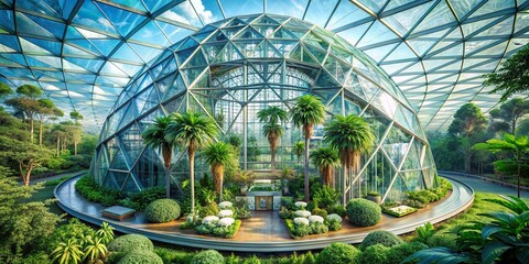 Wall Mural - Futuristic greenhouse with advanced botanical ecosystem , technology, sustainability, futuristic, greenhouse