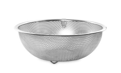 Wall Mural - One metal sieve isolated on white. Cooking utensil